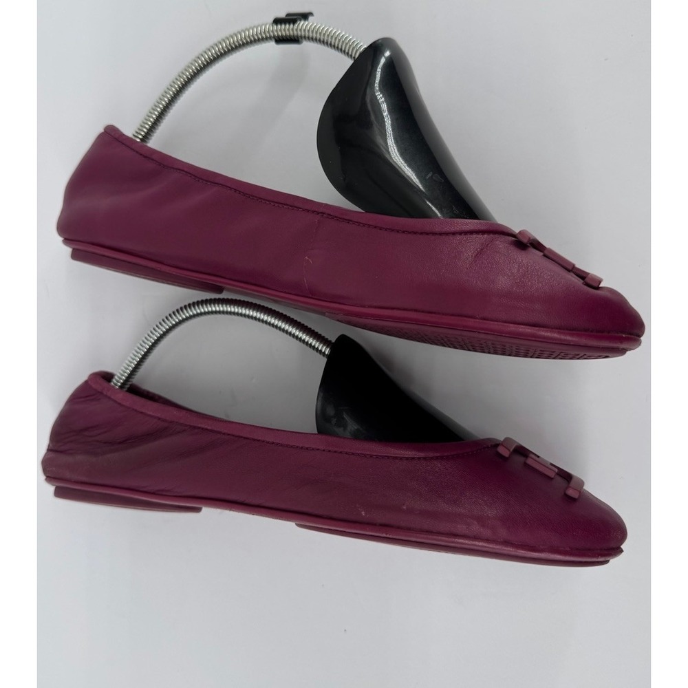Sam Edelman Leather Ballet Flats Womens Size 9 Wine Burgundy Logo Toe Slip On - Picture 4 of 9